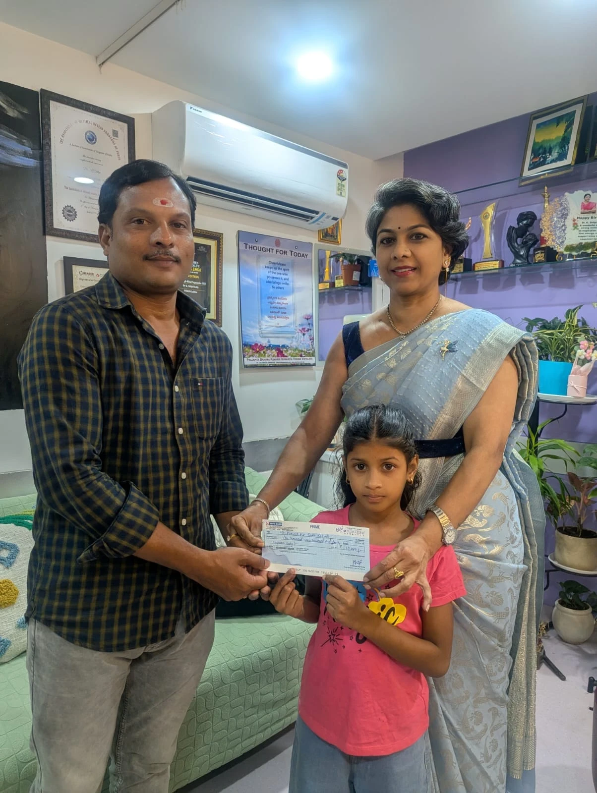 Student M. Nandika, studying at St. Francis School, Tarnaka, Hyderabad, has received financial support from the Shilpi Reddy Foundation. An amount of Rs. 10,242 was provided via cheque towards her school fees, helping support her education.